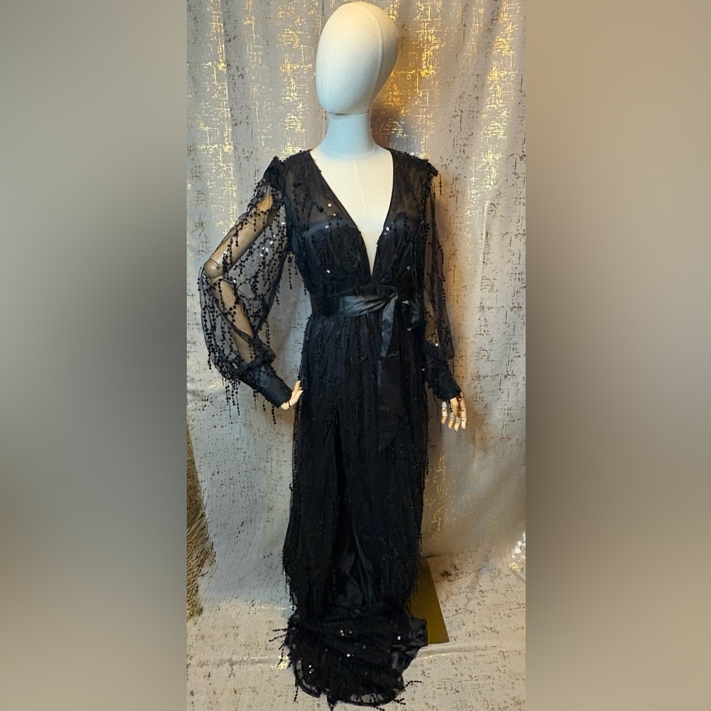 Elegant Black Sheer Evening Gown